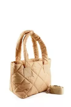 Женский стеганый надувной пуф из парашютной ткани с перекрестным ремнем, сумка на плечо и руку среднего размера (10758) Luwwe Bags, желтый лимона