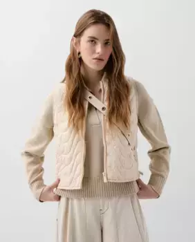 Женский стеганый теплый жилет с высоким воротником Scalpers, бежевый