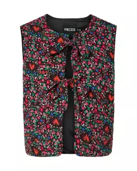 Женский стеганый жилет Pieces, красный