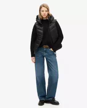 Женский стеганый жилет с капюшоном Fuji Superdry, чёрный