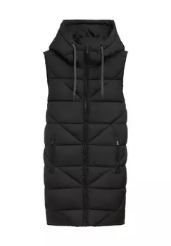 Женский стеганый жилет с капюшоном на шнурке TOM TAILOR, цвет 14482 Deep Black