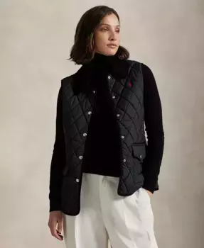 Женский стеганый жилет с отделкой из вельвета Polo Ralph Lauren, синий