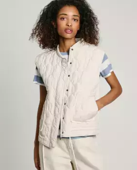 Женский стеганый жилет с потайной планкой Pepe Jeans, кремовый
