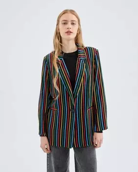 Женский струящийся пиджак в разноцветную полоску Compaa Fantstica, мультиколор