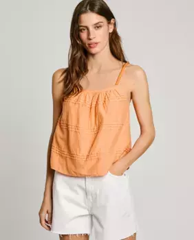 Женский струящийся топ с плетеными бретелями Pepe Jeans, оранжевый