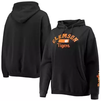 Женский супер-оверсайз-пуловер с капюшоном черного цвета Clemson Tigers Rock n Roll для прессы Pressbox