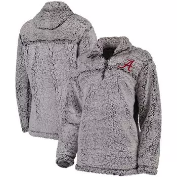 Женский супермягкий пуловер с молнией в четверть серого цвета Alabama Crimson Tide Sherpa