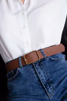 Женский светло-коричневый ремень с прямоугольной пряжкой Lafaba