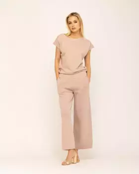 Женский свитер Alma с короткими рукавами, расшитый бисером Niza, бежевый