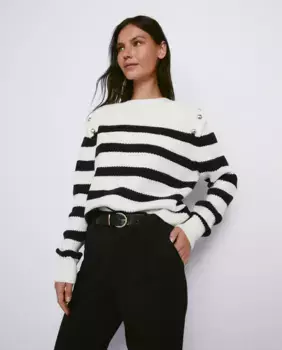 Женский свитер английской строчки с пуговицами Easy Wear, белый