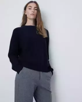 Женский свитер английской вязки с круглым вырезом Yerse, темно-синий