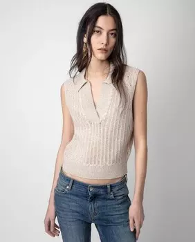 Женский свитер без рукавов Lunny Zadig & Voltaire, светло-бежевый