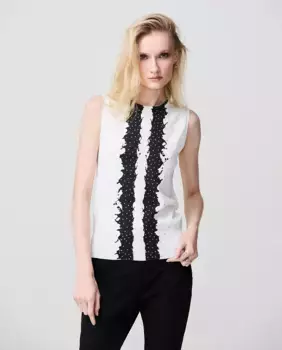 Женский свитер без рукавов с черными линиями спереди Escorpion, белый