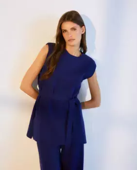 Женский свитер без рукавов с круглым вырезом Woman El Corte Ingls, цвет Azul Tinta