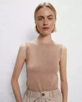 Женский свитер без рукавов с круглым вырезом Easy Wear, коричневый