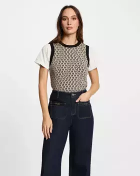 Женский свитер без рукавов с монограммным принтом Morgan, бежевый