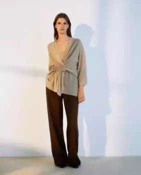 Женский свитер без рукавов с V-образным вырезом Woman El Corte Ingls, бежевый