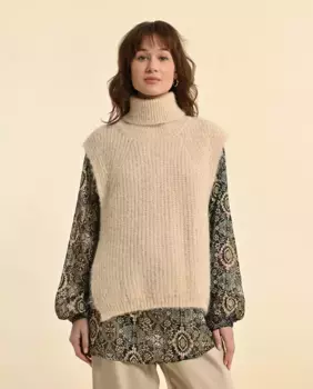 Женский свитер без рукавов с вырезами Molly Bracken, кремовый