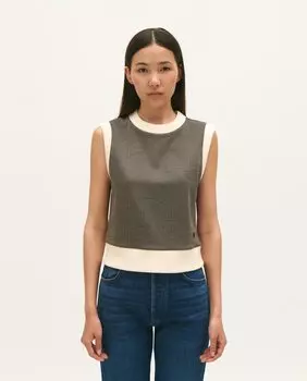 Женский свитер без рукавов шоколадного цвета Claudie Pierlot, коричневый