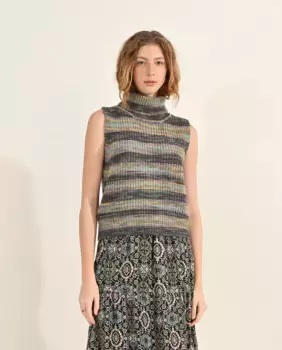 Женский свитер без рукавов в полоску Molly Bracken, серый