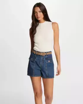 Женский свитер без рукавов в рубчик Morgan, цвет Crudo