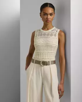 Женский свитер без рукавов вязки "пуантелле" Lauren Ralph Lauren, цвет Crema