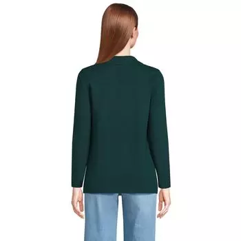 Женский свитер-блейзер из хлопка тонкого калибра с пуговицами спереди Lands End Lands' End, черный