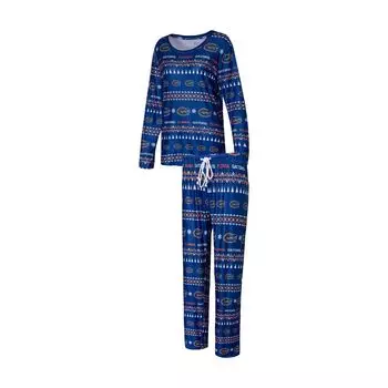Женский свитер Concepts Sport Royal Florida Gators Flurry Ugly, футболка с длинными рукавами и брюки, комплект для сна