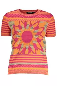 Женский свитер Desigual с яркими контрастными деталями, оранжевый
