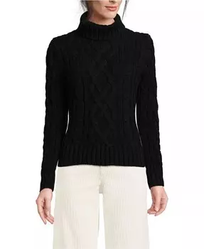 Женский свитер Drifter Cable Waterneck Lands' End, черный