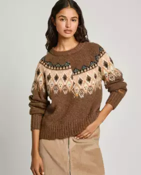 Женский свитер Fairisle с круглым вырезом Pepe Jeans, коричневый