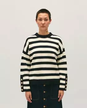 Женский свитер имеет полоски с пуговицами на рукавах Claudie Pierlot, черный