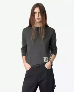 Женский свитер Ivy из 100% кашемира с надписью Zadig & Voltaire, темно-серый