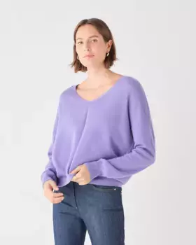 Женский свитер из 100% кашемира с V-образным вырезом Caroll, пурпурный