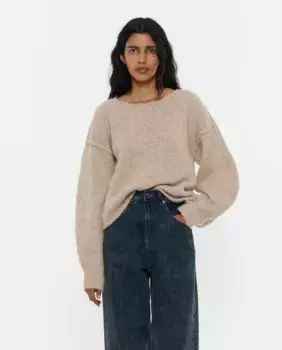 Женский свитер из альпаки с вышивкой Bimba y Lola, бежевый