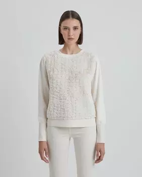 Женский свитер из двух материалов из экомеха Simorra