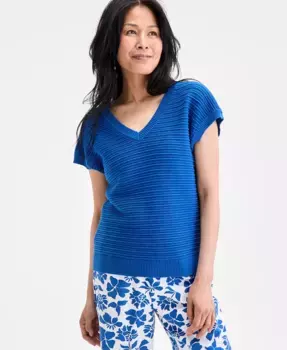 Женский свитер из хлопкового рибана с рукавом долман Style & Co, синий