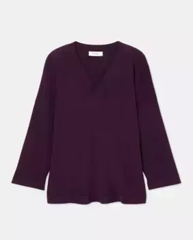 Женский свитер из креповой строчки с V-образным вырезом и длинными рукавами Couchel, фиолетовый