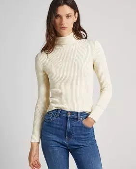 Женский свитер из ребристой ткани с высоким воротником Pepe Jeans