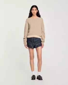 Женский свитер из шерсти и кашемира Sandro, бежевый