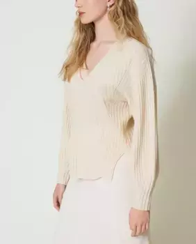 Женский свитер из шерсти и кашемира Twinset, белый