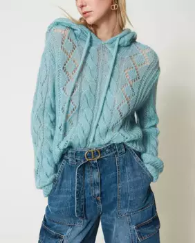 Женский свитер из шерсти и мохера Twinset, синий