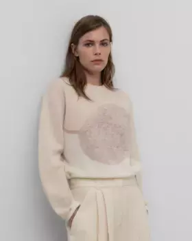 Женский свитер из шерсти мериноса и прозрачной ткани из мохера Adolfo Dominguez, цвет Crudo