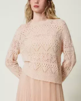 Женский свитер из смесового мохера Twinset, розовый