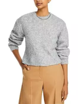 Женский свитер из смесовой шерсти с ребристой отделкой и круглым вырезом Bella Dahl, цвет heather stone