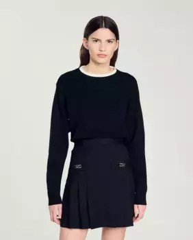 Женский свитер из смесовой шерсти Sandro, черный