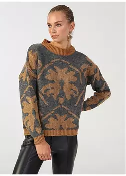 Женский свитер из верблюжьей шерсти с высоким воротником и геометрическим узором People By Fabrika