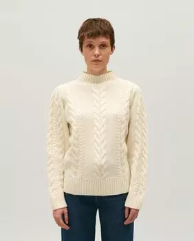 Женский свитер косой вязки цвета экрю Claudie Pierlot