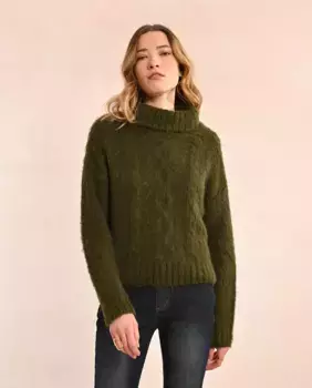 Женский свитер косой вязки с длинными рукавами Molly Bracken, цвет Kaki