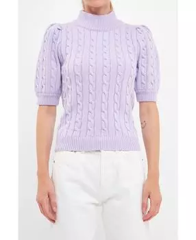 Женский свитер косой вязки с короткими рукавами English Factory